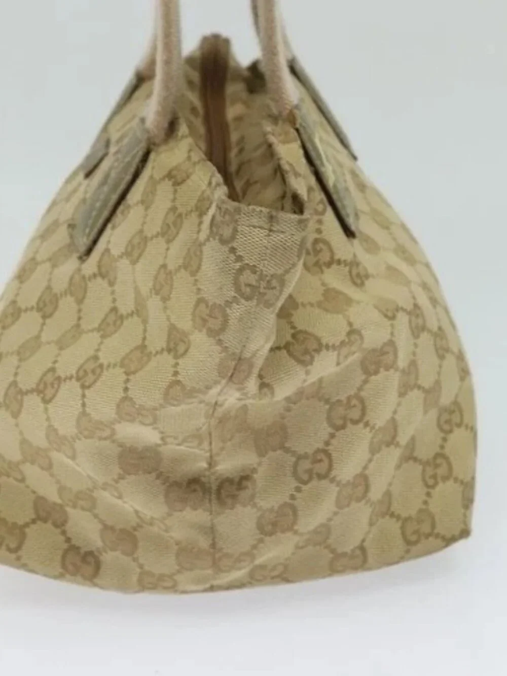 GUCCI GG Canvas Sherry Line Hand Bag Beige Gold pink 131228 Auth ac3698 - Picture 4 of 15